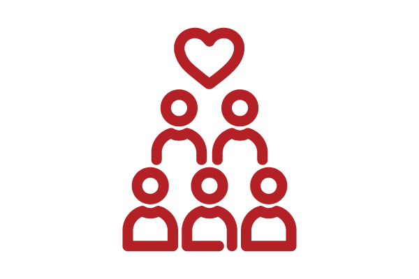 People with a heart above them icon