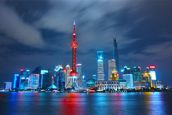 shanghai skyline at night