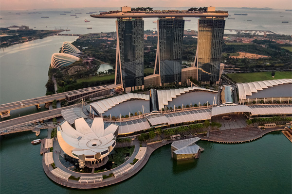 aerial view of marina bay sands in singapore