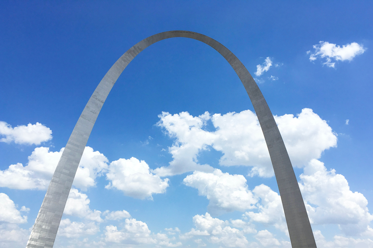 gateway monument in front of blue skies