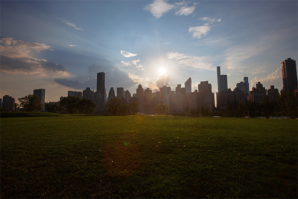 New York City skyline at dawn