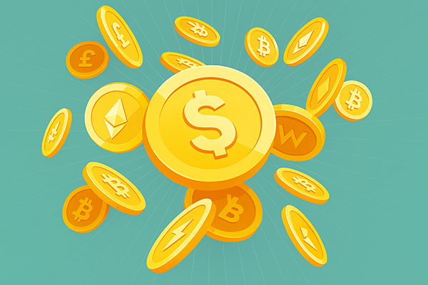 Coins with dollars signs